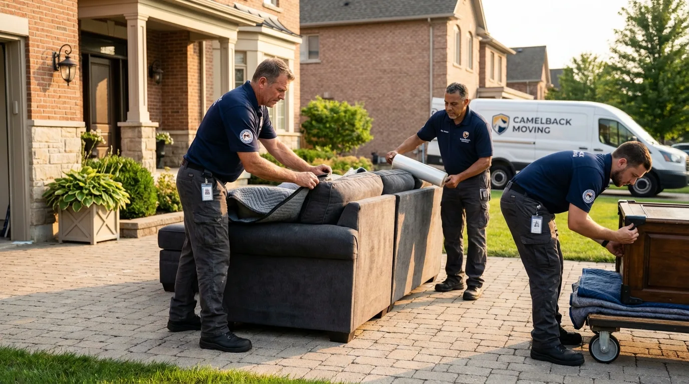 Large estate moving crew wrapping furniture in Laurel, MS
